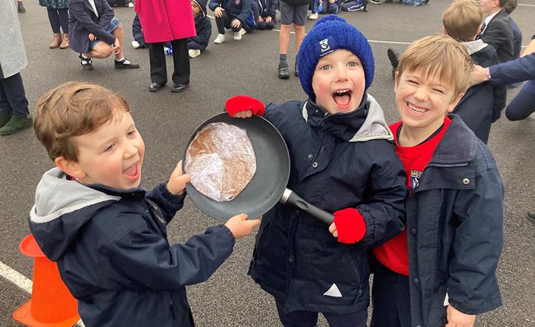 Pancake day races to win the coveted Golden Frying Pan
