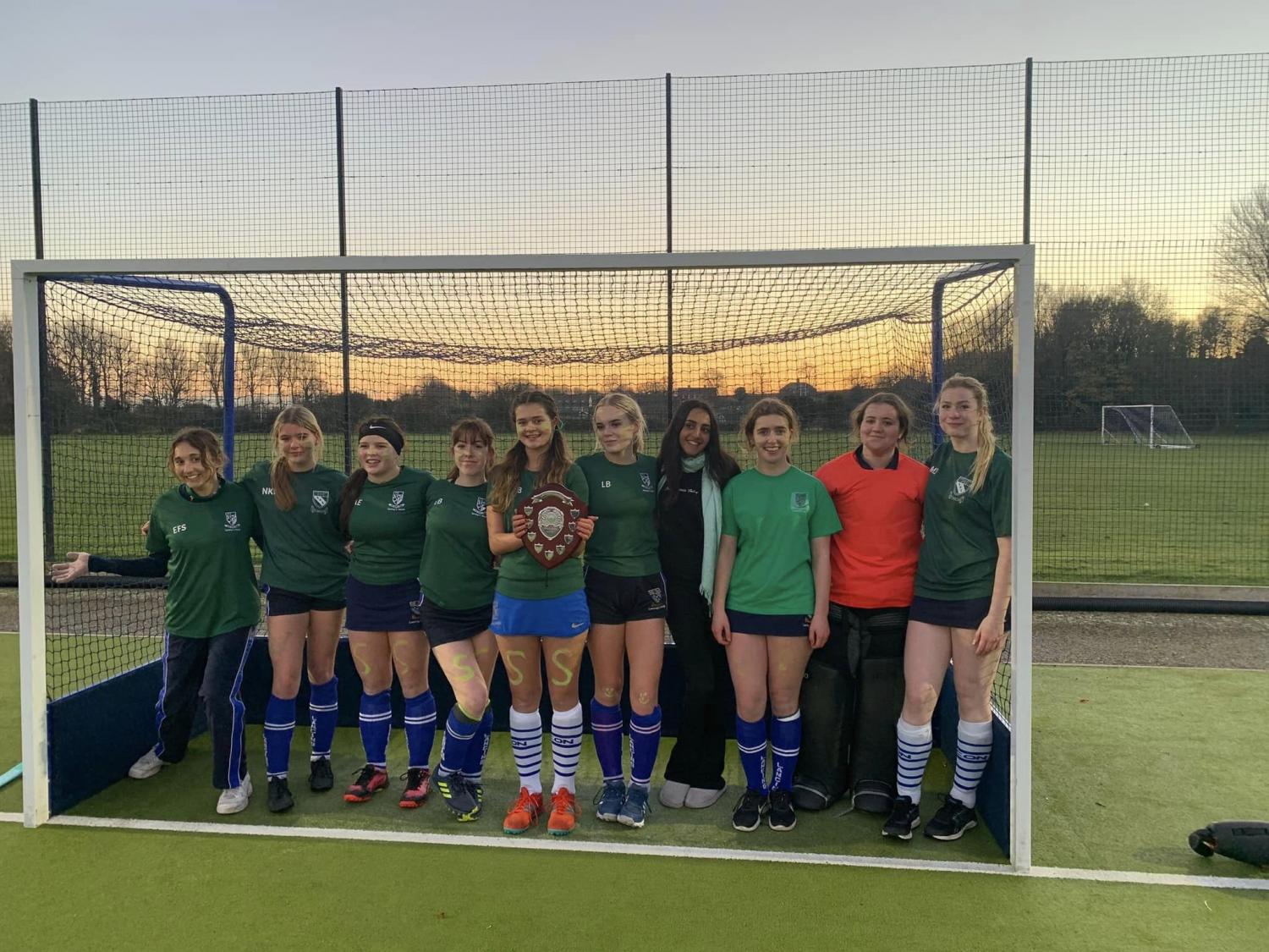 Sankey's House Girls on the pitch after winning the Senior House Cup